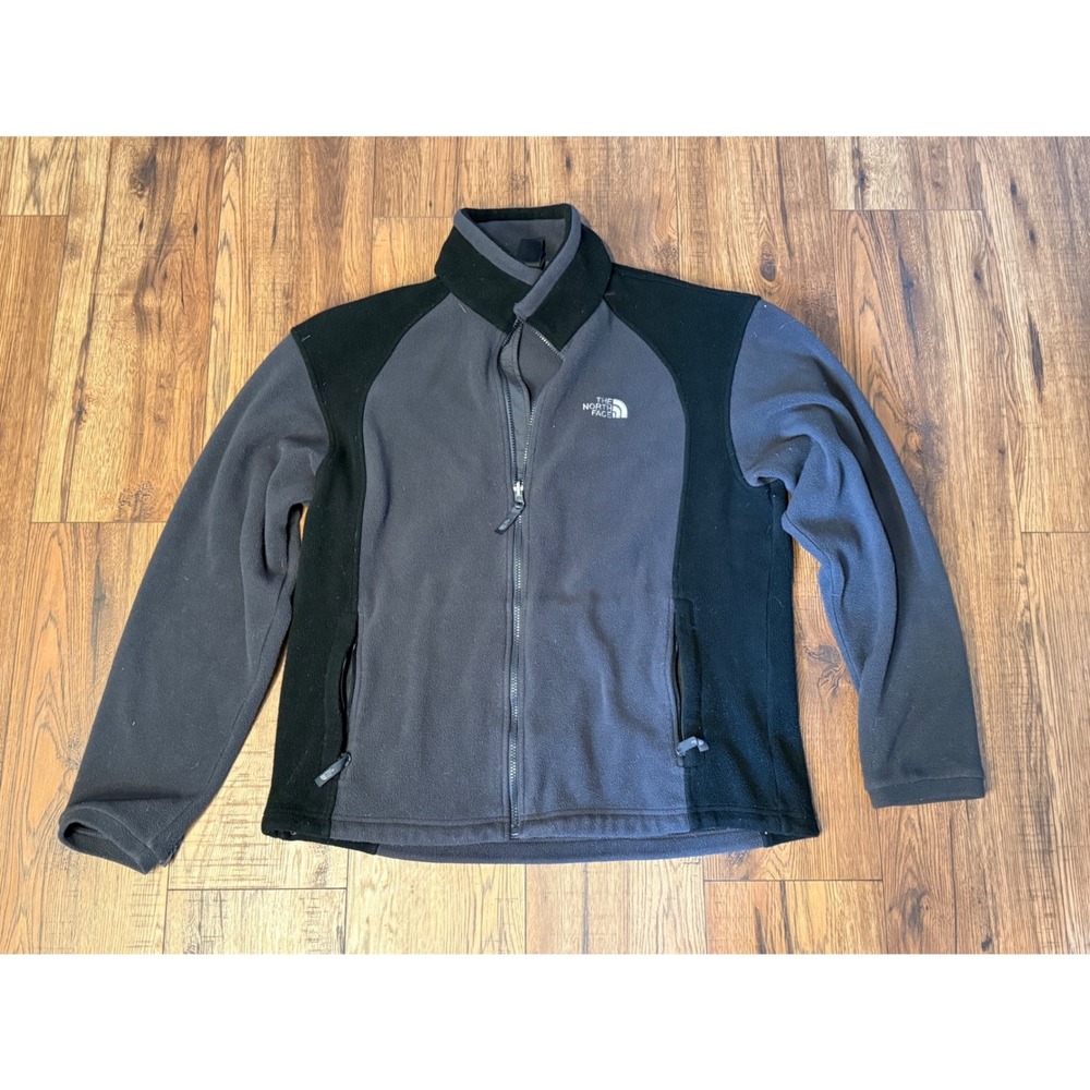 The North Face Denali Fleece Jacket Mens Large Gray Black Full Zip Outerwear